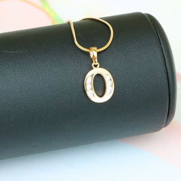 "Rose Gold Letter O Pendant with Crystals – 18K Gold Plated Charm, XPPT1364 - Picture 6 of 13